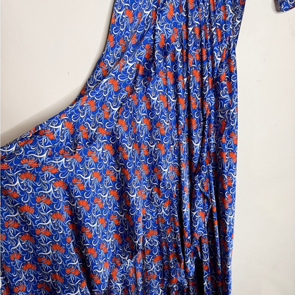 ALEXIS Alleria Printed Blue Floral Ruffle Midi Dress Women’s Large - Picture 6 of 12